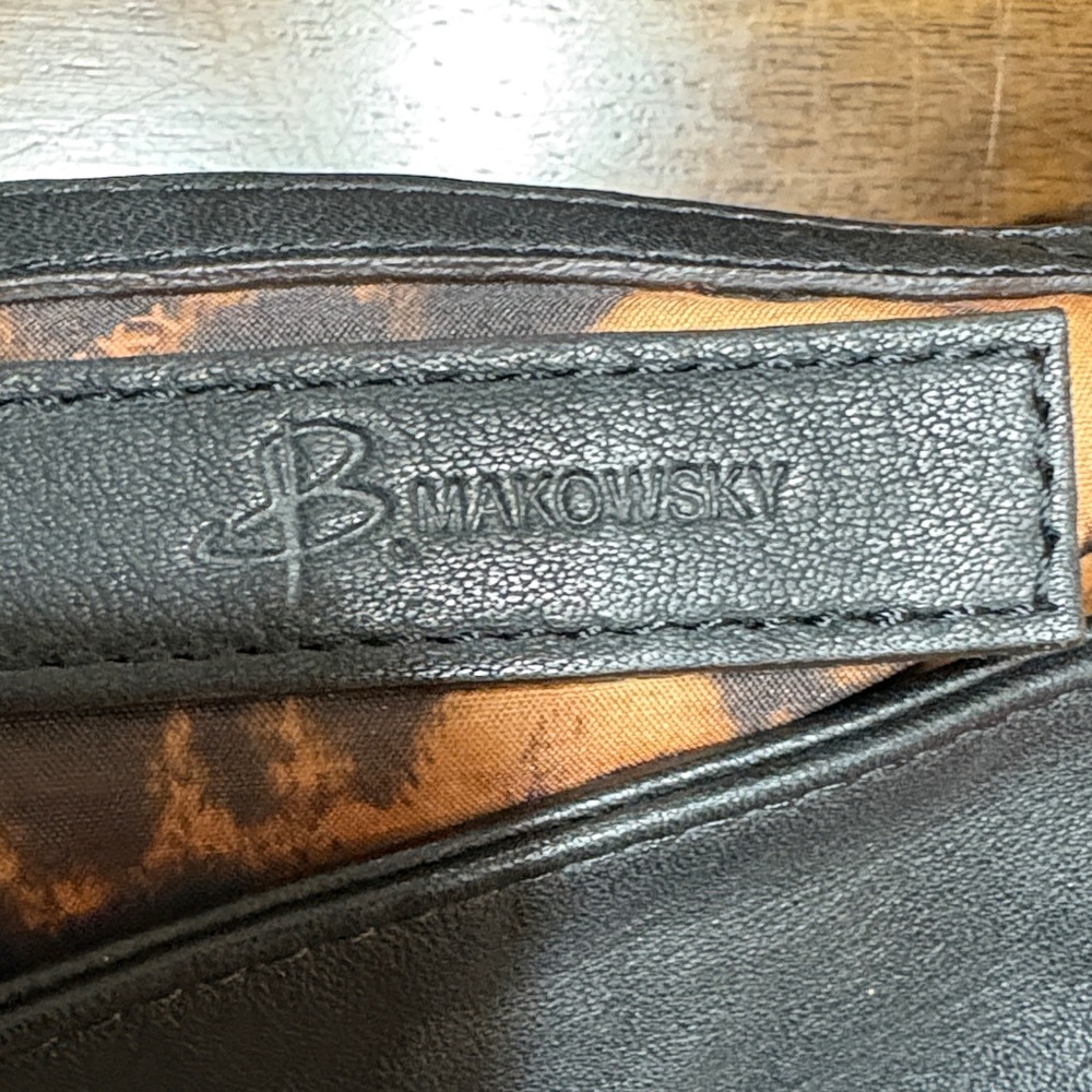 B. Makowsky Black Leather Shoulder Bag - Picture 2 of 8